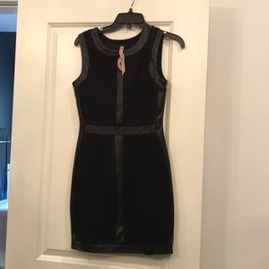Bailey 44 Black Pleather and Cotton stretch dress